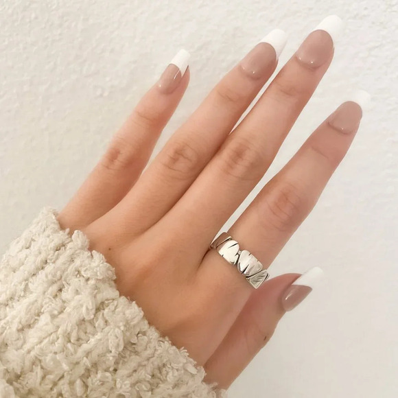 925 Sterling Silver Modern Ring Band Irregular Ring Abstract Modern Ring Band - Picture 3 of 9